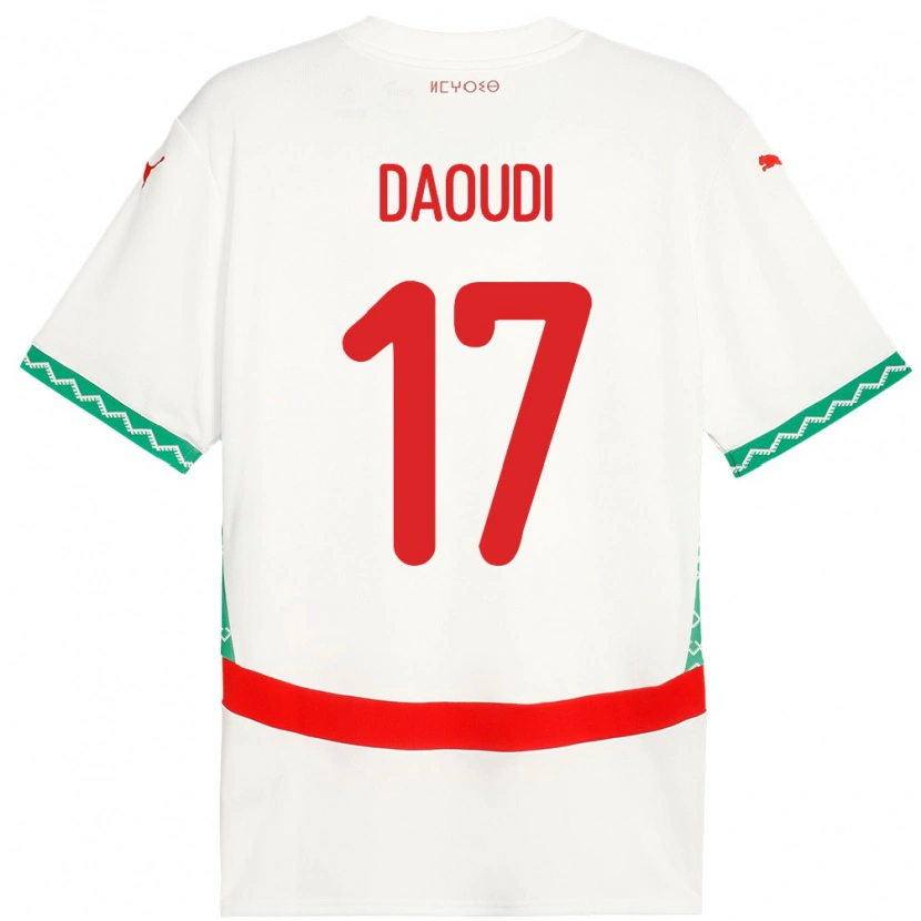 Danxen Dětské Maroko Abdelali Daoudi #17 Bílý Daleko Hráčské Dresy 24-26 Dres