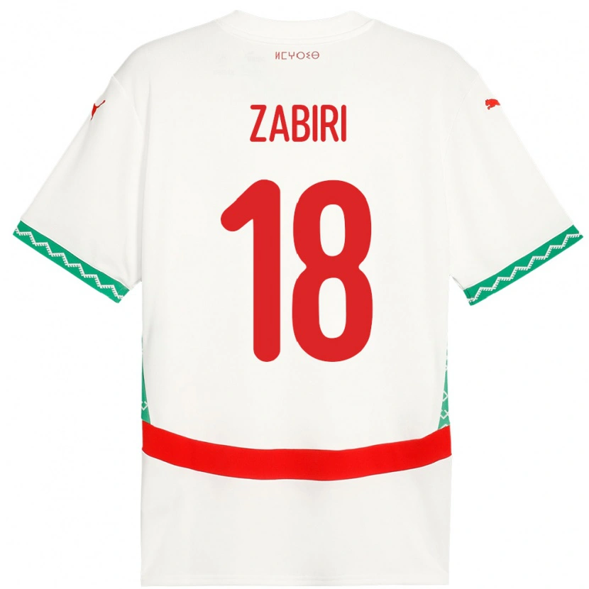 Danxen Dětské Maroko Yassir Zabiri #18 Bílý Daleko Hráčské Dresy 24-26 Dres