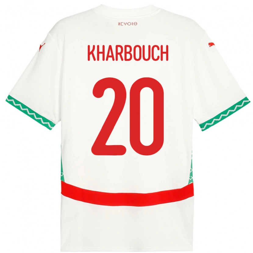 Danxen Dětské Maroko Yahya Kharbouch #20 Bílý Daleko Hráčské Dresy 24-26 Dres