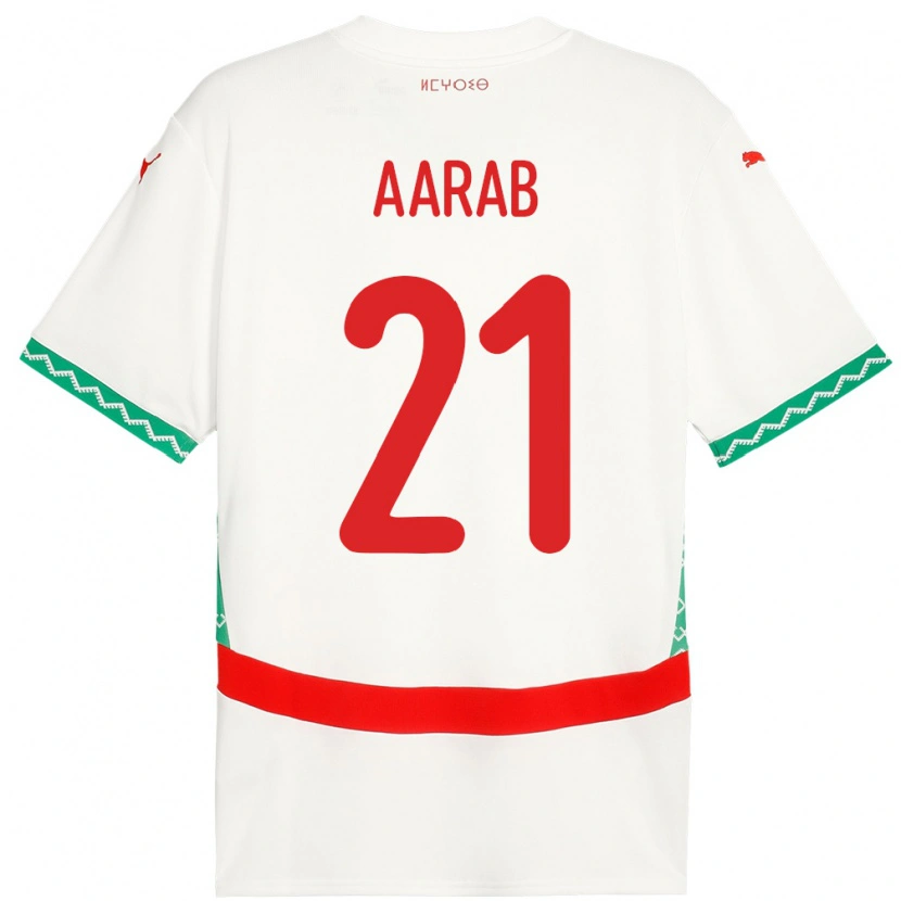 Danxen Dětské Maroko Zyad Aarab #21 Bílý Daleko Hráčské Dresy 24-26 Dres