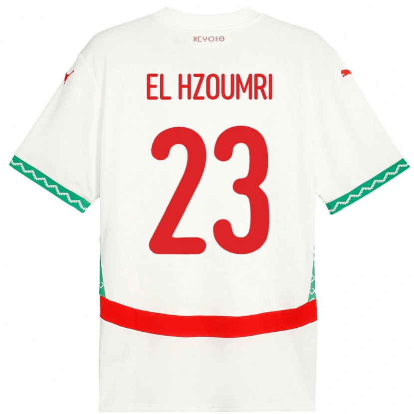 Danxen Dětské Maroko Yahya El Hzoumri #23 Bílý Daleko Hráčské Dresy 24-26 Dres