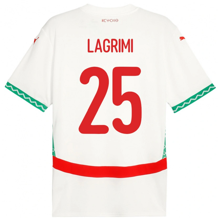 Danxen Dětské Maroko Ilyass Lagrimi #25 Bílý Daleko Hráčské Dresy 24-26 Dres