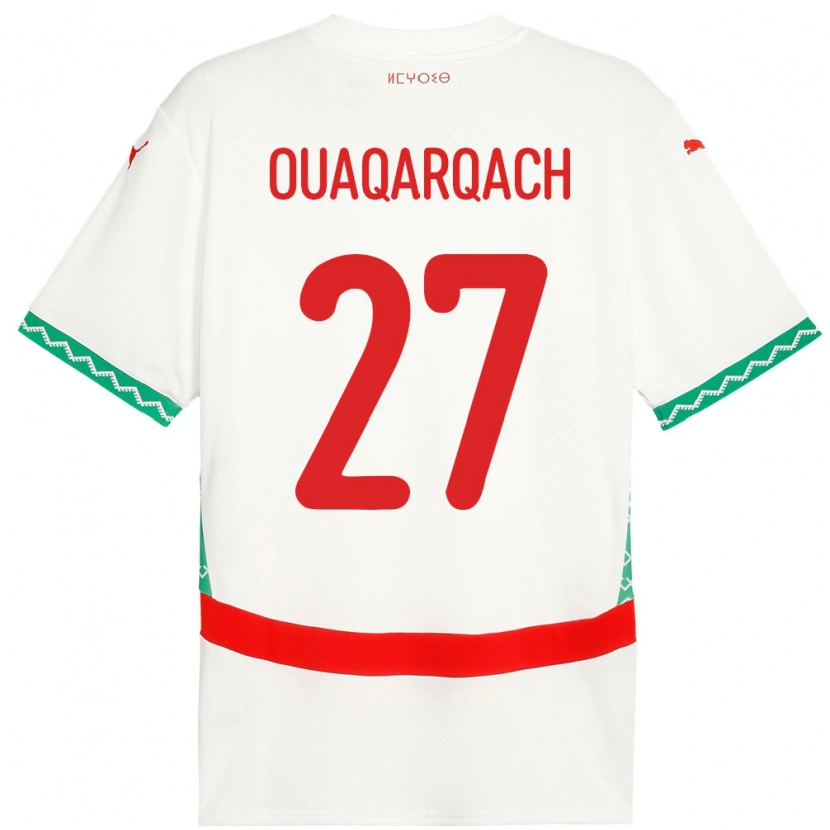 Danxen Dětské Maroko Abdelkader Ouaqarqach #27 Bílý Daleko Hráčské Dresy 24-26 Dres