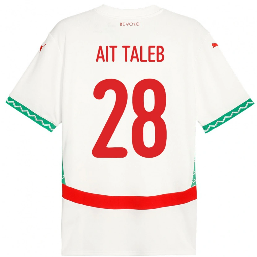 Danxen Dětské Maroko Ismail Ait Taleb #28 Bílý Daleko Hráčské Dresy 24-26 Dres
