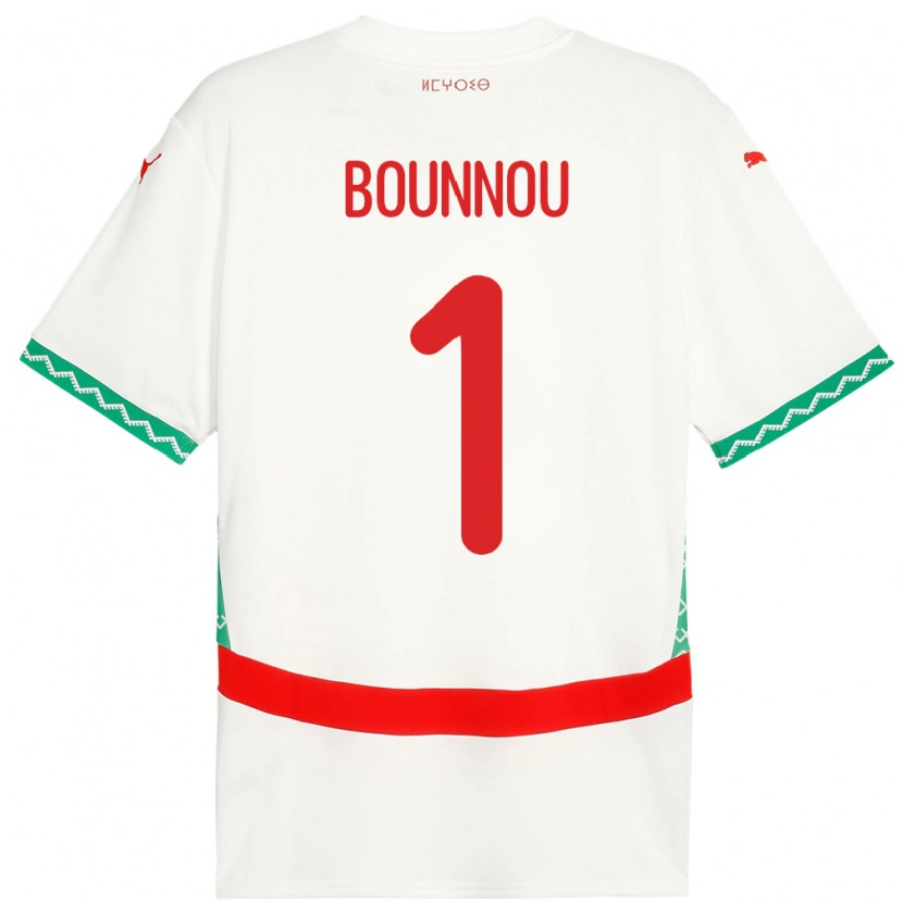 Danxen Dětské Maroko Yassine Bounnou #1 Bílý Daleko Hráčské Dresy 24-26 Dres