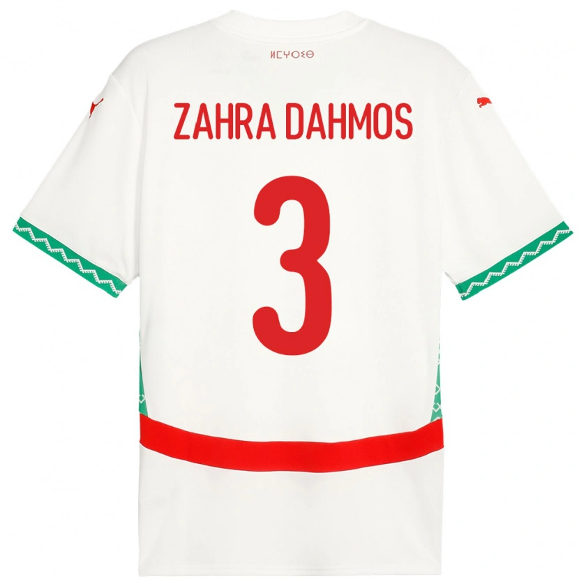 Danxen Dětské Maroko Fatima Zahra Dahmos #3 Bílý Daleko Hráčské Dresy 24-26 Dres