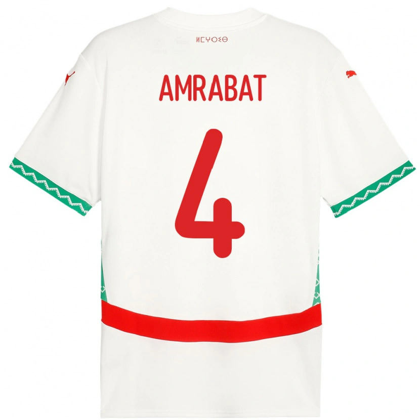 Danxen Dětské Maroko Soufiane Amrabat #4 Bílý Daleko Hráčské Dresy 24-26 Dres