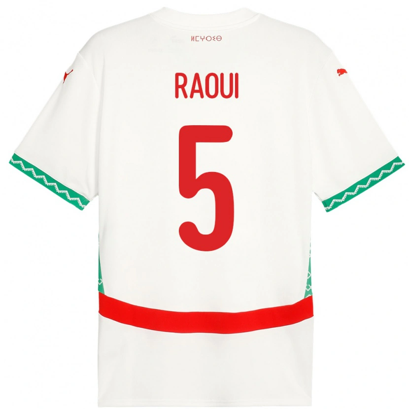 Danxen Dětské Maroko Oussama Raoui #5 Bílý Daleko Hráčské Dresy 24-26 Dres