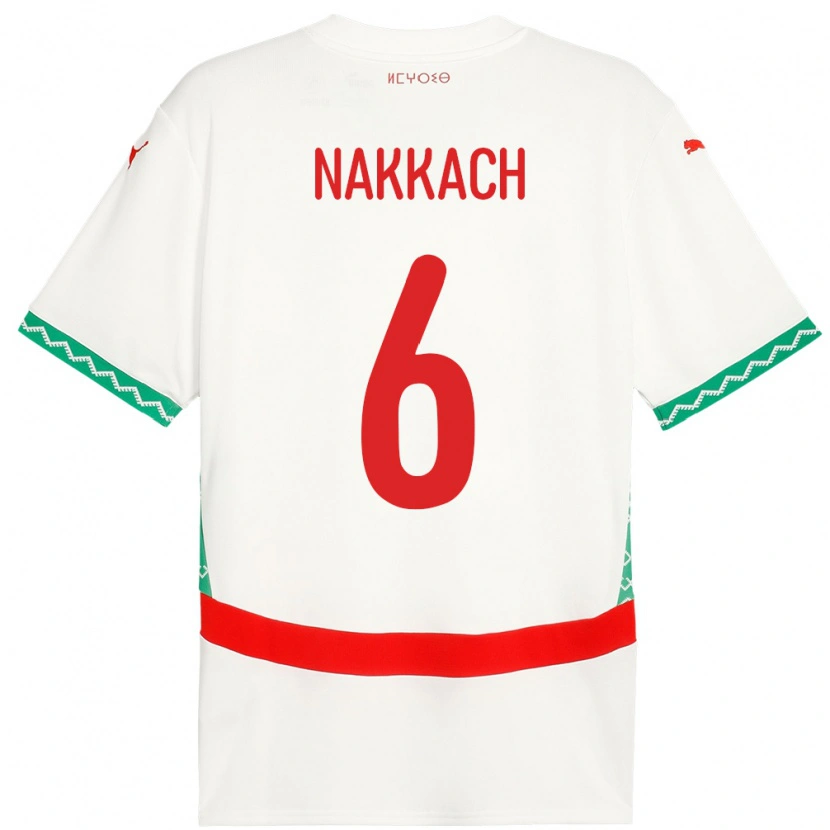 Danxen Dětské Maroko Elodie Nakkach #6 Bílý Daleko Hráčské Dresy 24-26 Dres