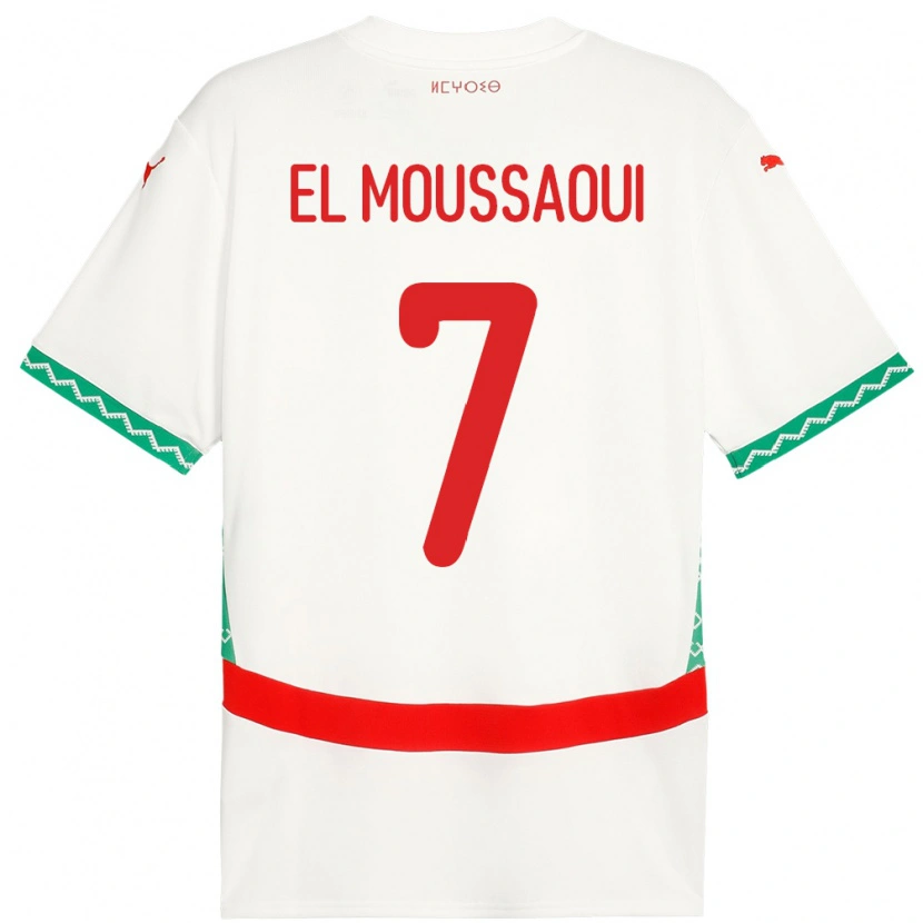 Danxen Dětské Maroko Hamza El Moussaoui #7 Bílý Daleko Hráčské Dresy 24-26 Dres