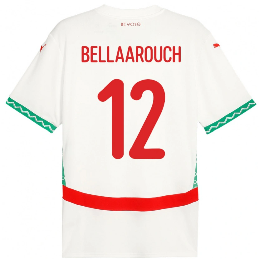 Danxen Dětské Maroko Alaa Bellaarouch #12 Bílý Daleko Hráčské Dresy 24-26 Dres