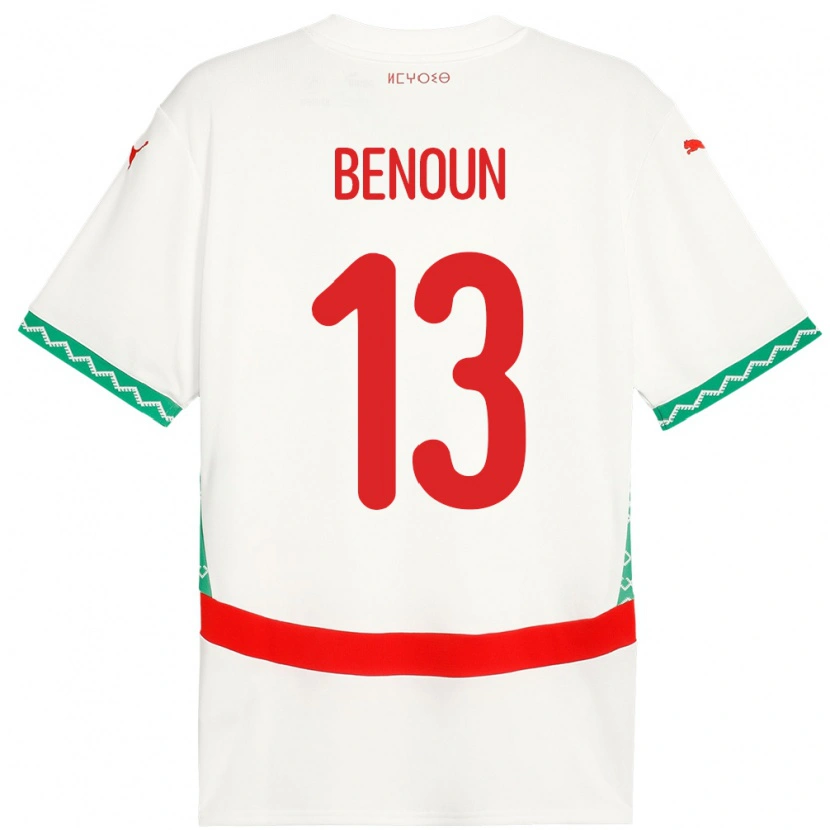 Danxen Dětské Maroko Badr Benoun #13 Bílý Daleko Hráčské Dresy 24-26 Dres