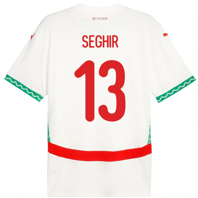 Danxen Dětské Maroko Sabah Seghir #13 Bílý Daleko Hráčské Dresy 24-26 Dres