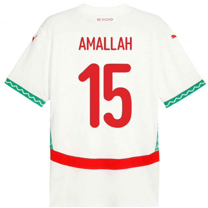 Danxen Dětské Maroko Selim Amallah #15 Bílý Daleko Hráčské Dresy 24-26 Dres