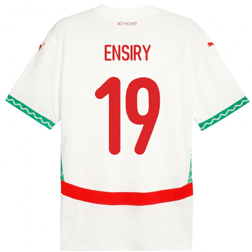 Danxen Dětské Maroko Youssef Ensiry #19 Bílý Daleko Hráčské Dresy 24-26 Dres