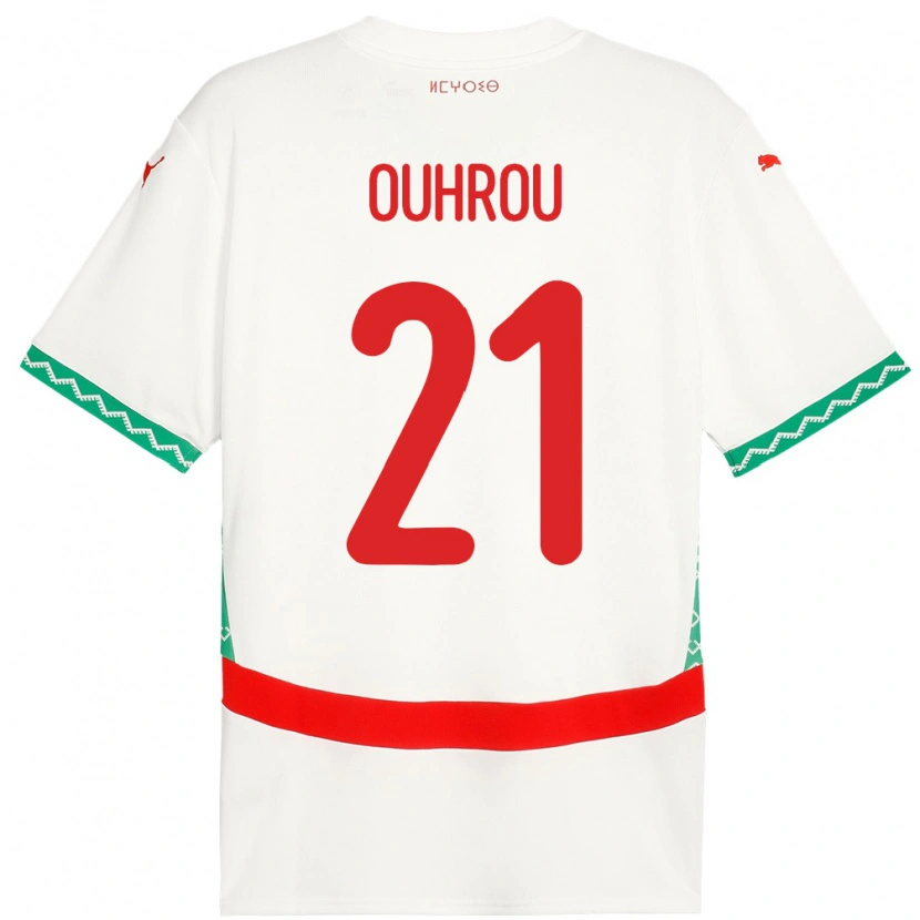 Danxen Dětské Maroko Marouane Ouhrou #21 Bílý Daleko Hráčské Dresy 24-26 Dres