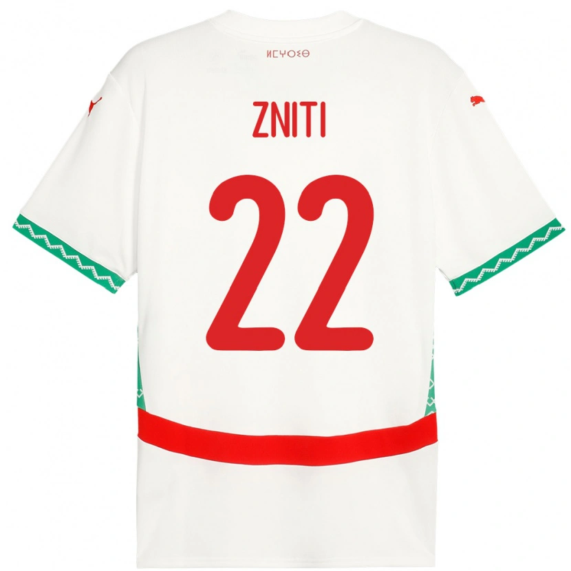 Danxen Dětské Maroko Anas Zniti #22 Bílý Daleko Hráčské Dresy 24-26 Dres