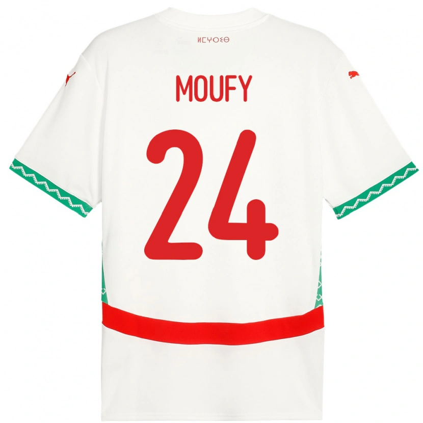 Danxen Dětské Maroko Fahd Moufy #24 Bílý Daleko Hráčské Dresy 24-26 Dres