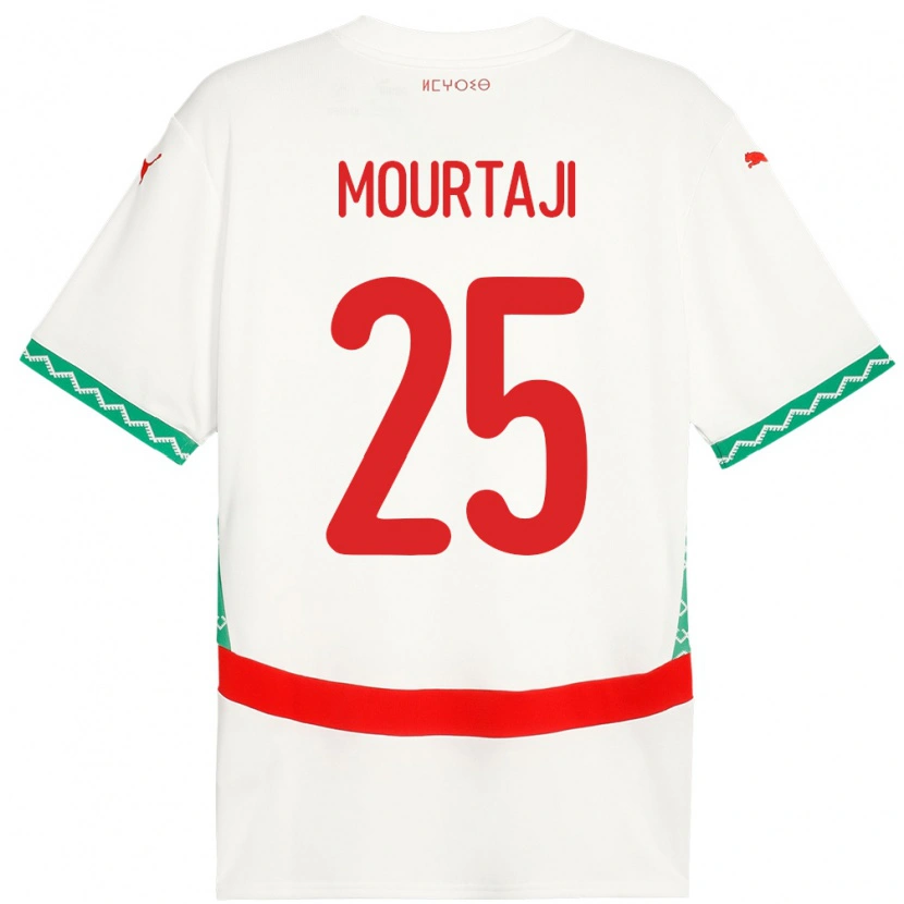 Danxen Dětské Maroko Chaymaa Mourtaji #25 Bílý Daleko Hráčské Dresy 24-26 Dres