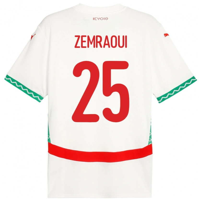 Danxen Dětské Maroko Oussama Zemraoui #25 Bílý Daleko Hráčské Dresy 24-26 Dres