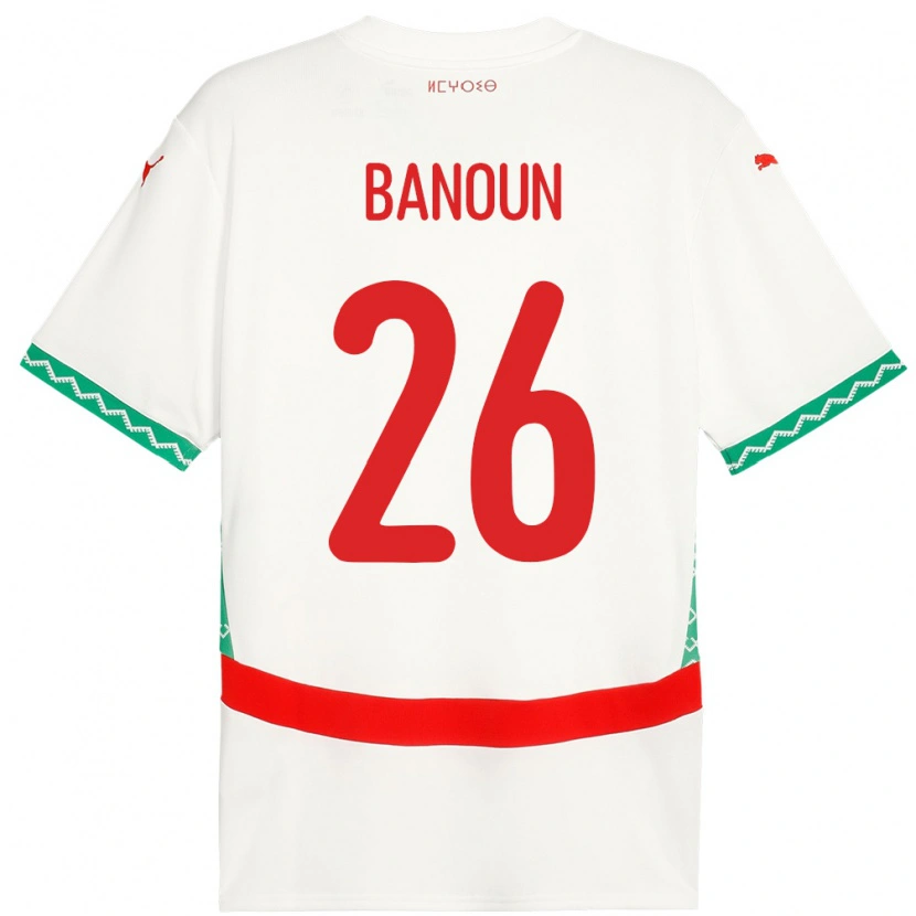 Danxen Dětské Maroko Badr Banoun #26 Bílý Daleko Hráčské Dresy 24-26 Dres