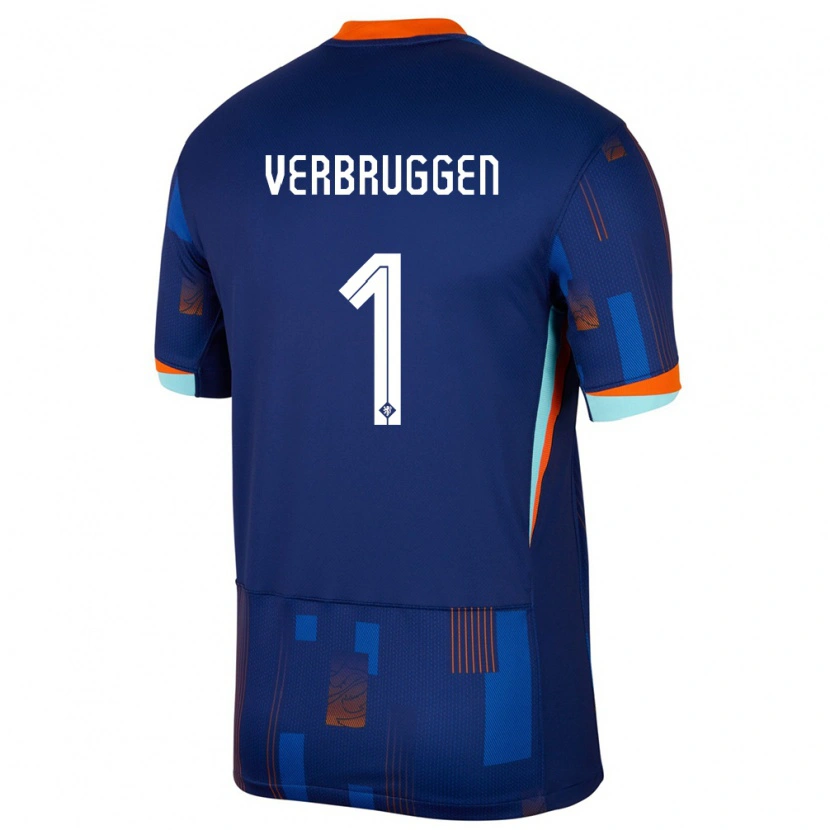 Danxen Dětské Nizozemsko Bart Verbruggen #1 Modrý Daleko Hráčské Dresy 24-26 Dres