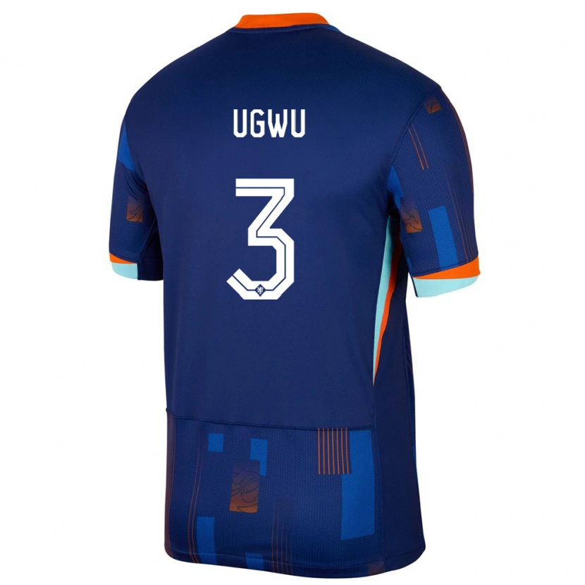 Danxen Dětské Nizozemsko Precious Ugwu #3 Modrý Daleko Hráčské Dresy 24-26 Dres