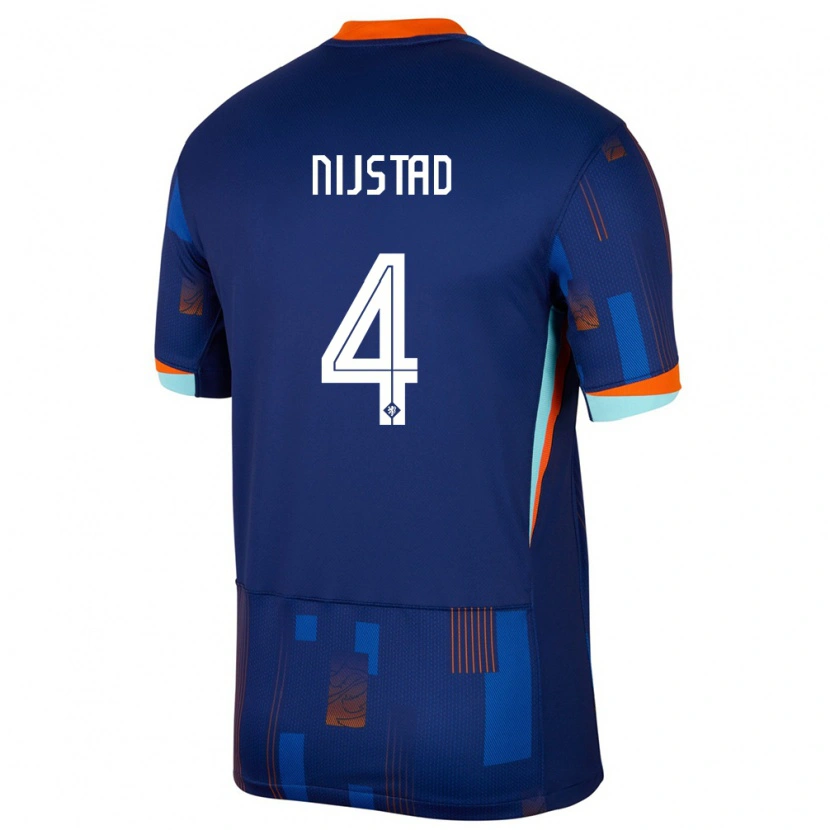 Danxen Dětské Nizozemsko Ruud Nijstad #4 Modrý Daleko Hráčské Dresy 24-26 Dres