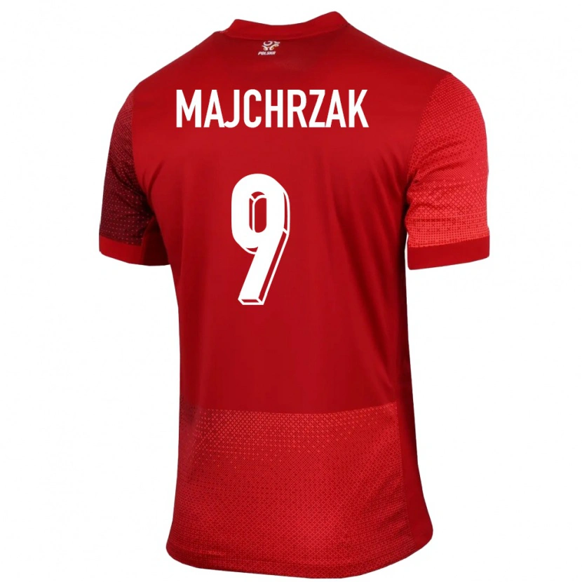Danxen Dětské Polsko Jordan Majchrzak #9 Červené Daleko Hráčské Dresy 24-26 Dres