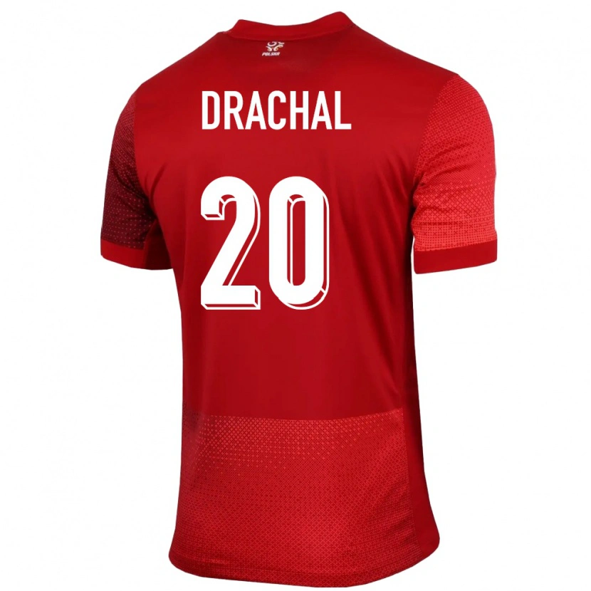Danxen Dětské Polsko Dawid Drachal #20 Červené Daleko Hráčské Dresy 24-26 Dres