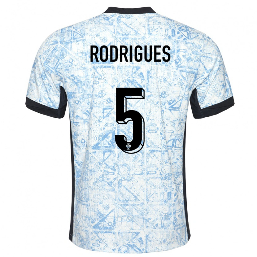 Danxen Dětské Portugalsko Rafa Rodrigues #5 Krémově Modrá Daleko Hráčské Dresy 24-26 Dres