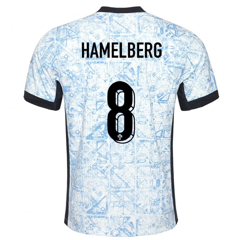 Danxen Dětské Portugalsko Eric Hamelberg #8 Krémově Modrá Daleko Hráčské Dresy 24-26 Dres