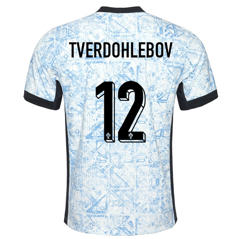 Danxen Dětské Portugalsko Alex Tverdohlebov #12 Krémově Modrá Daleko Hráčské Dresy 24-26 Dres