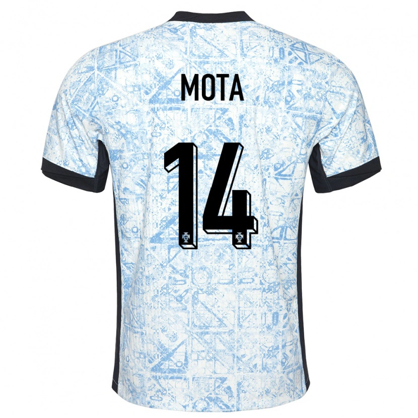Danxen Dětské Portugalsko Edgar Mota #14 Krémově Modrá Daleko Hráčské Dresy 24-26 Dres
