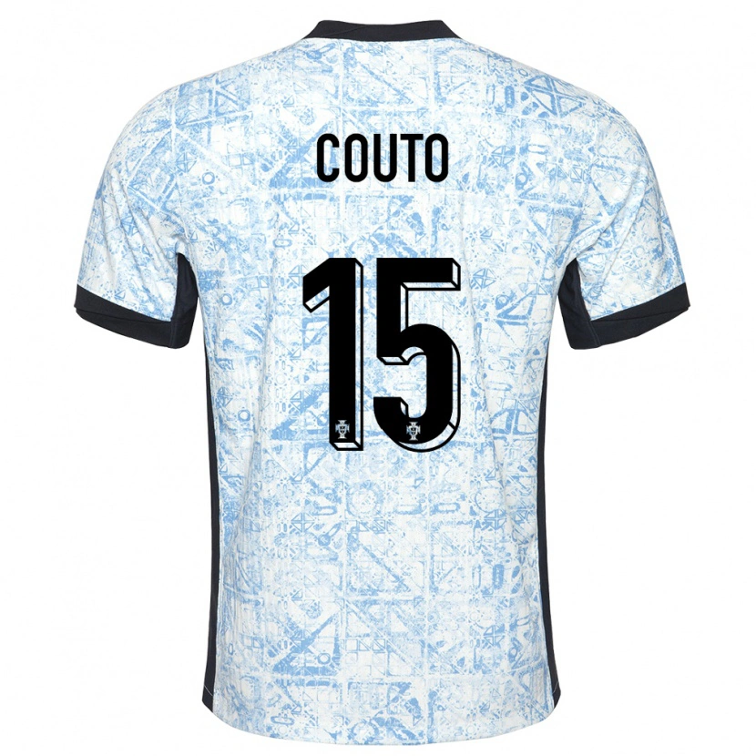 Danxen Dětské Portugalsko Mauro Couto #15 Krémově Modrá Daleko Hráčské Dresy 24-26 Dres