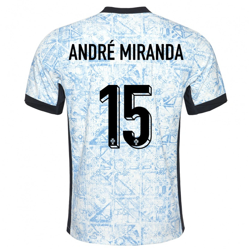 Danxen Dětské Portugalsko André Miranda #15 Krémově Modrá Daleko Hráčské Dresy 24-26 Dres