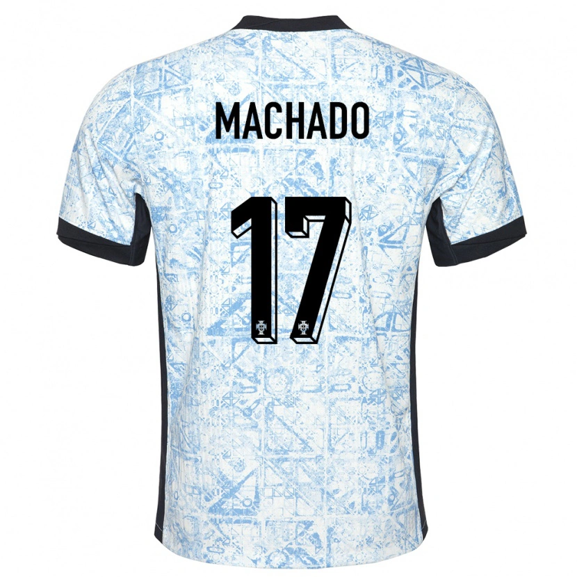 Danxen Dětské Portugalsko André Machado #17 Krémově Modrá Daleko Hráčské Dresy 24-26 Dres