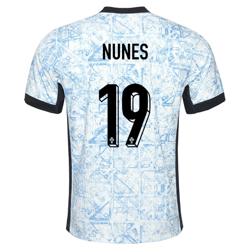 Danxen Dětské Portugalsko Bernardo Nunes #19 Krémově Modrá Daleko Hráčské Dresy 24-26 Dres