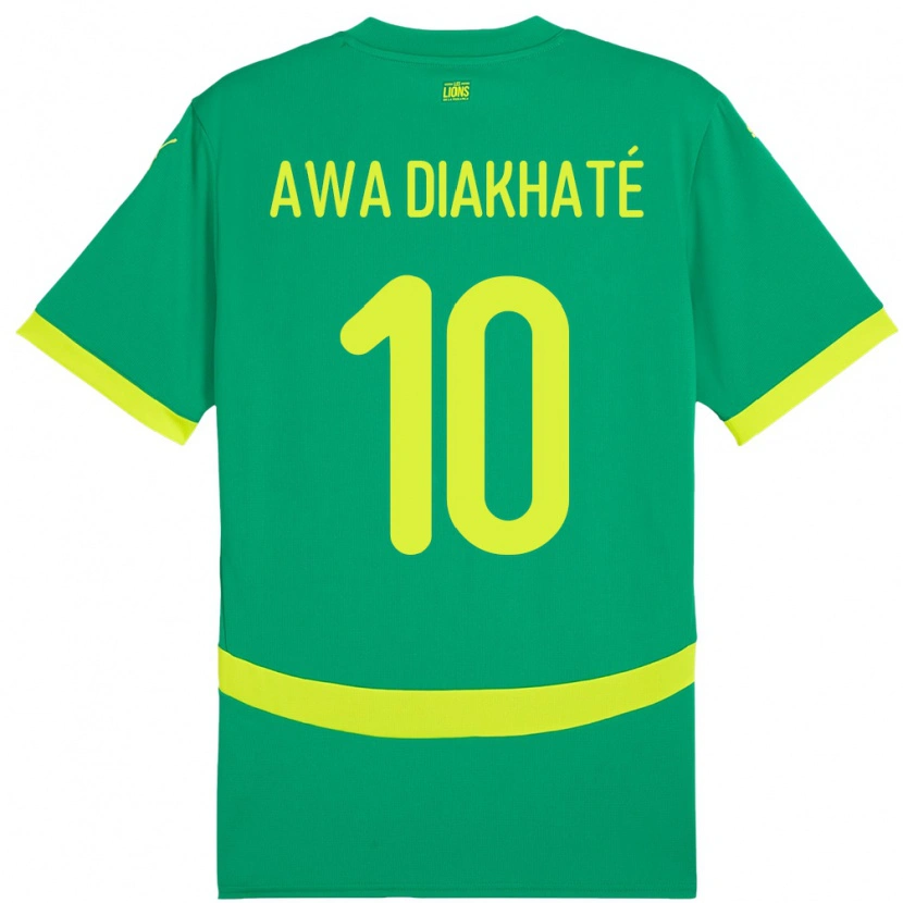 Danxen Dětské Senegal Ndeye Awa Diakhate #10 Zelený Daleko Hráčské Dresy 24-26 Dres