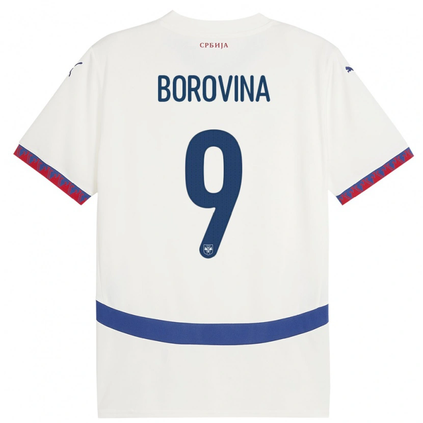 Danxen Dětské Srbsko Srdjan Borovina #9 Bílý Daleko Hráčské Dresy 24-26 Dres