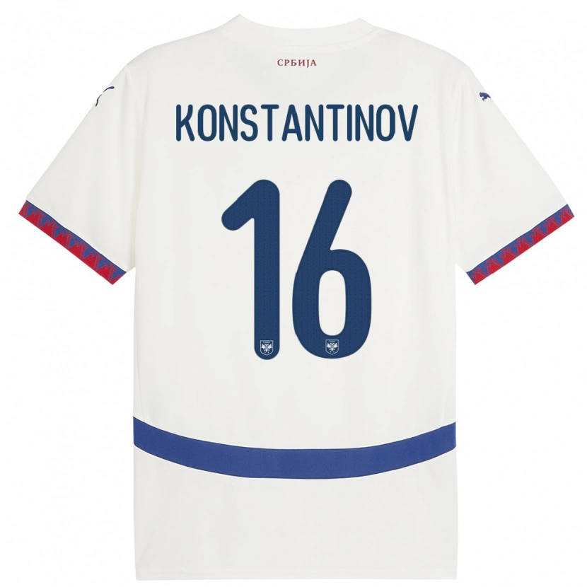 Danxen Dětské Srbsko Lazar Konstantinov #16 Bílý Daleko Hráčské Dresy 24-26 Dres