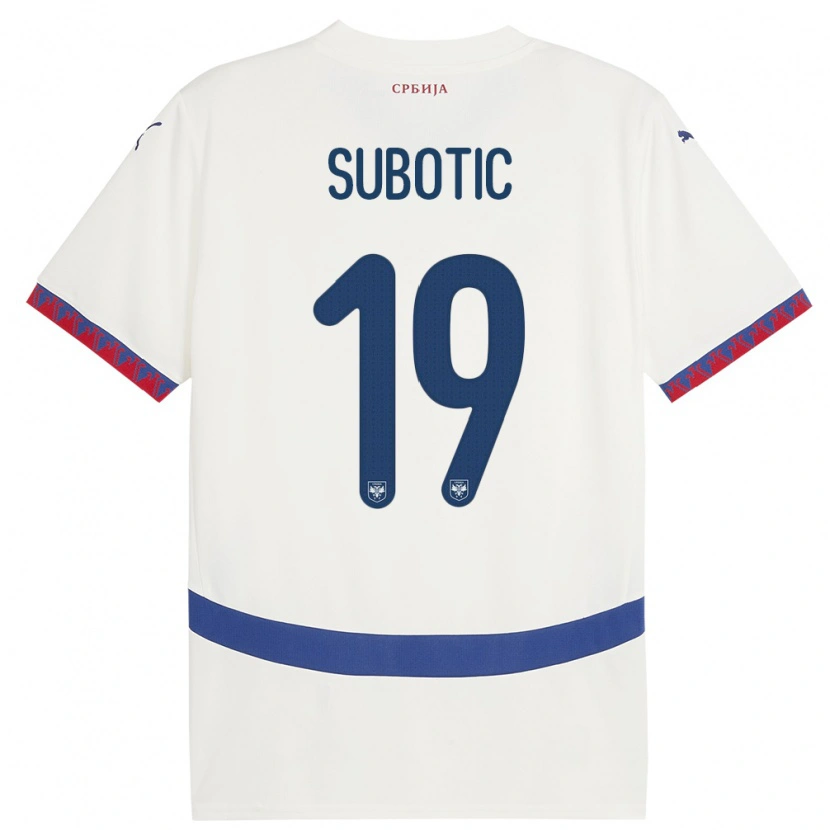 Danxen Dětské Srbsko Vasilije Subotic #19 Bílý Daleko Hráčské Dresy 24-26 Dres