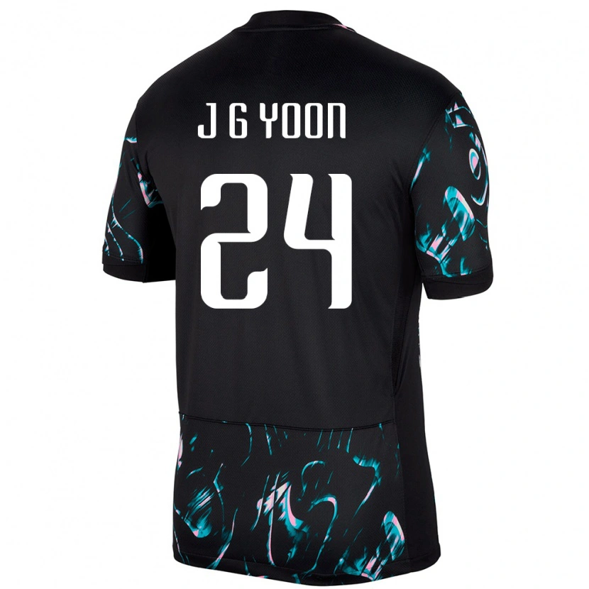 Danxen Dětské Jižní Korea Jong-Gyu Yoon #24 Černý Daleko Hráčské Dresy 24-26 Dres
