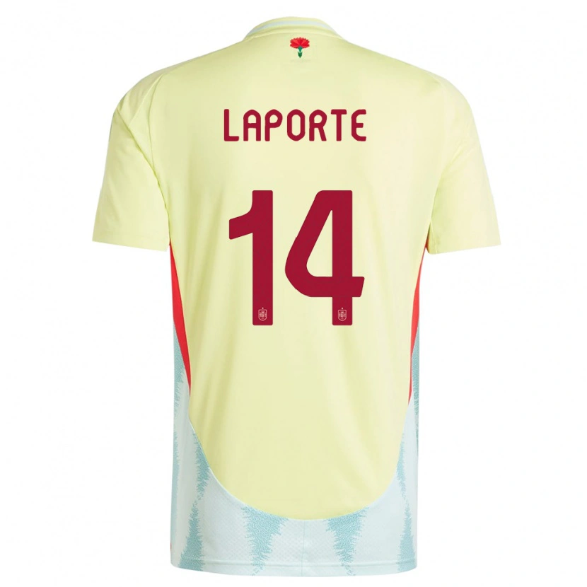 Danxen Dětské Španělsko Aymeric Laporte #14 Žlutá Daleko Hráčské Dresy 24-26 Dres