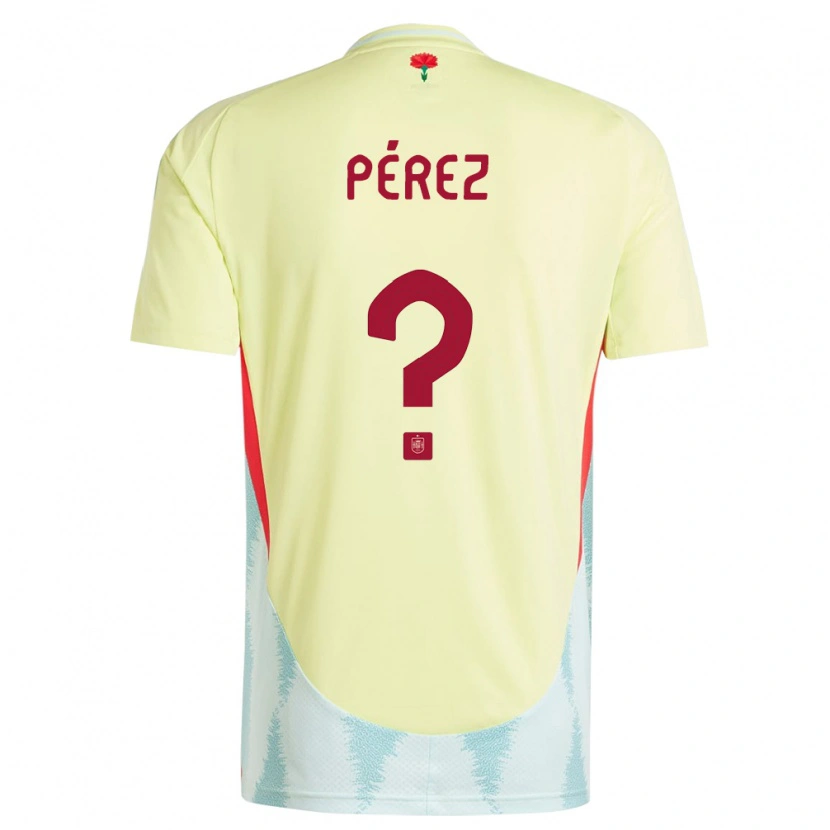 Danxen Dětské Španělsko Luismi Pérez #0 Žlutá Daleko Hráčské Dresy 24-26 Dres