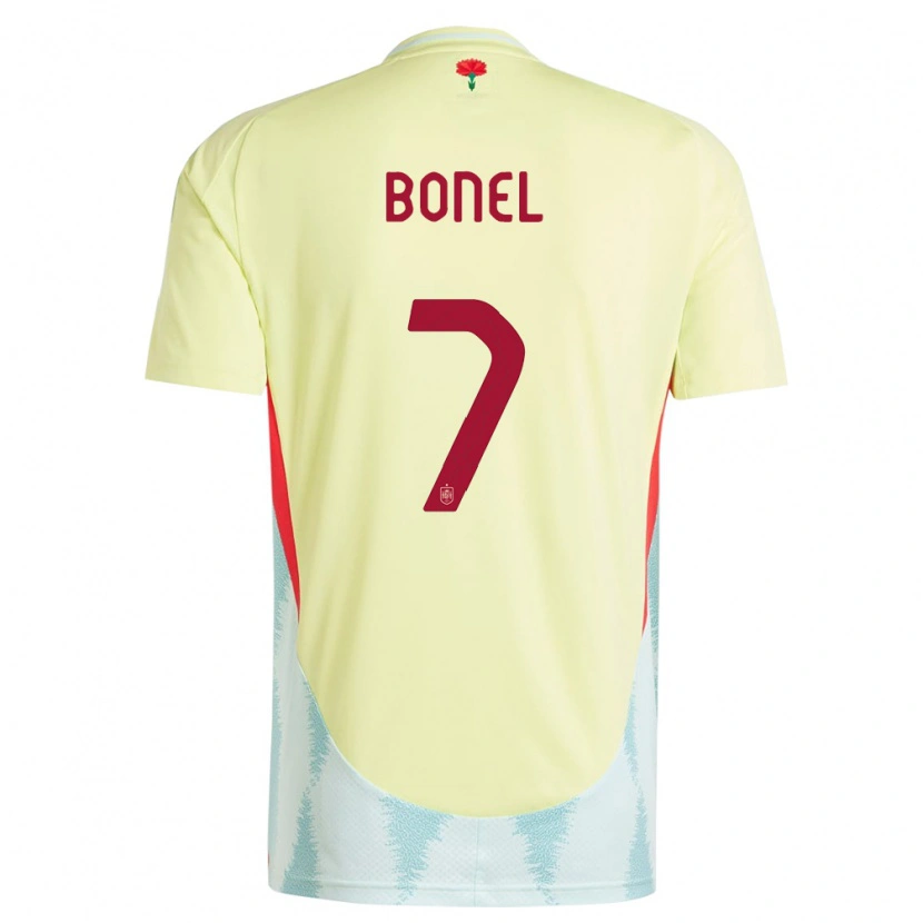 Danxen Dětské Španělsko Asier Bonel #7 Žlutá Daleko Hráčské Dresy 24-26 Dres