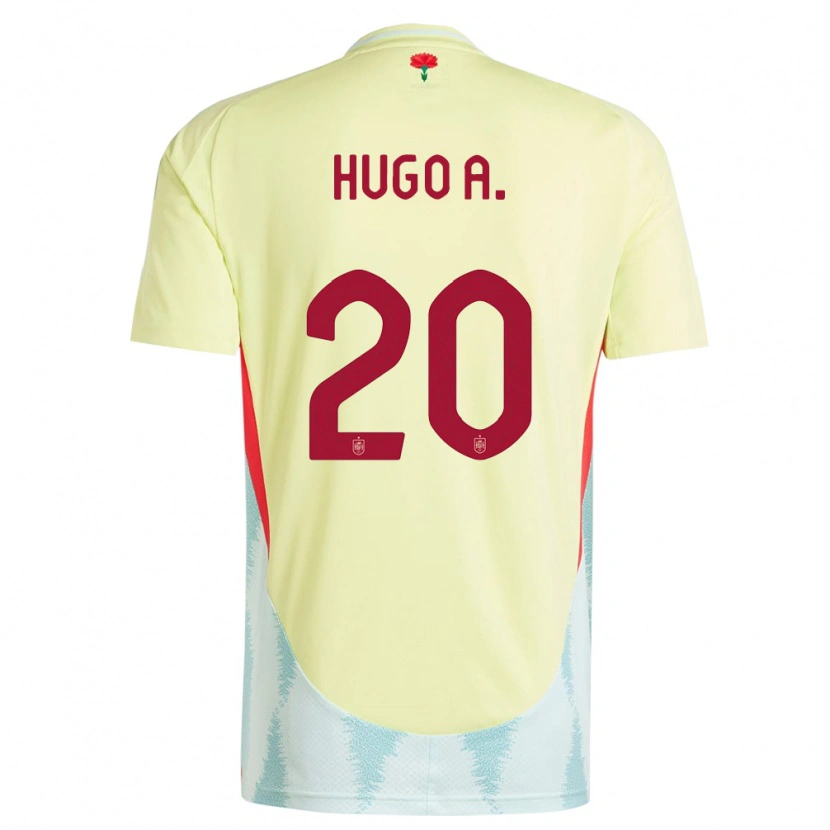 Danxen Dětské Španělsko Hugo Álvarez #20 Žlutá Daleko Hráčské Dresy 24-26 Dres