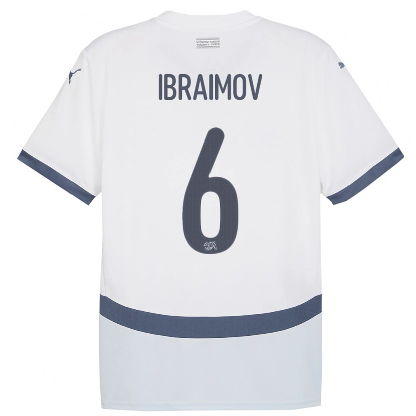 Danxen Dětské Švýcarsko Leonit Ibraimov #6 Bílý Daleko Hráčské Dresy 24-26 Dres
