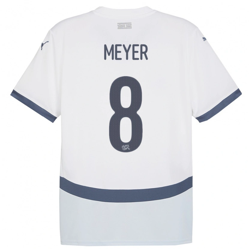 Danxen Dětské Švýcarsko Tim Meyer #8 Bílý Daleko Hráčské Dresy 24-26 Dres