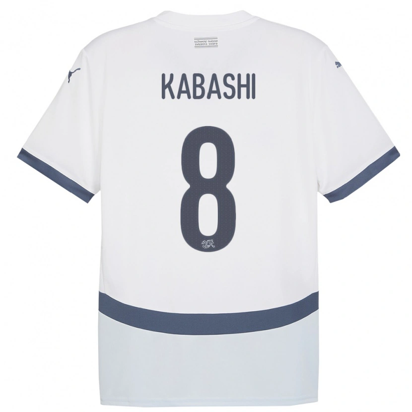 Danxen Dětské Švýcarsko Leart Kabashi #8 Bílý Daleko Hráčské Dresy 24-26 Dres